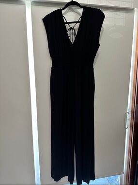 Old Navy Black Jumpsuit with V-Neck and Back Tie
